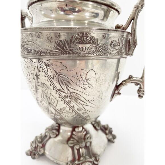Simpson Hall Miller & Co Quadruple Plate 1877 Silver Trophy Urn Buttery Floral - Picture 6 of 16